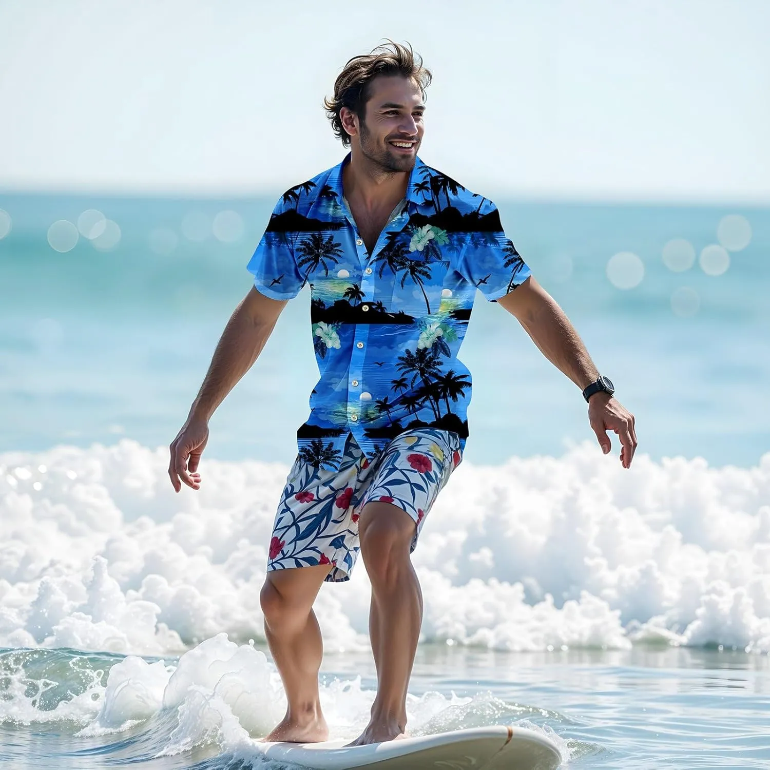 Hawaiian Shirt for Mens Beach Shirts Short Sleeve Button Shirts for Men Tropical Big Tall Funny Floral Aloha Shirt