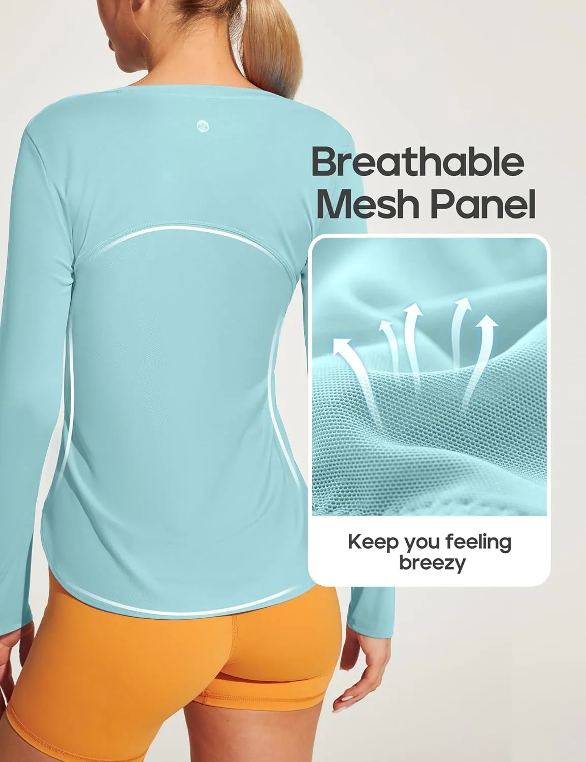 Heathyoga Long Sleeve Workout Tops for Women Sun Shirt UPF 50  SPF UV Protection Hiking Swim Shirts for Woman Rash Guard
