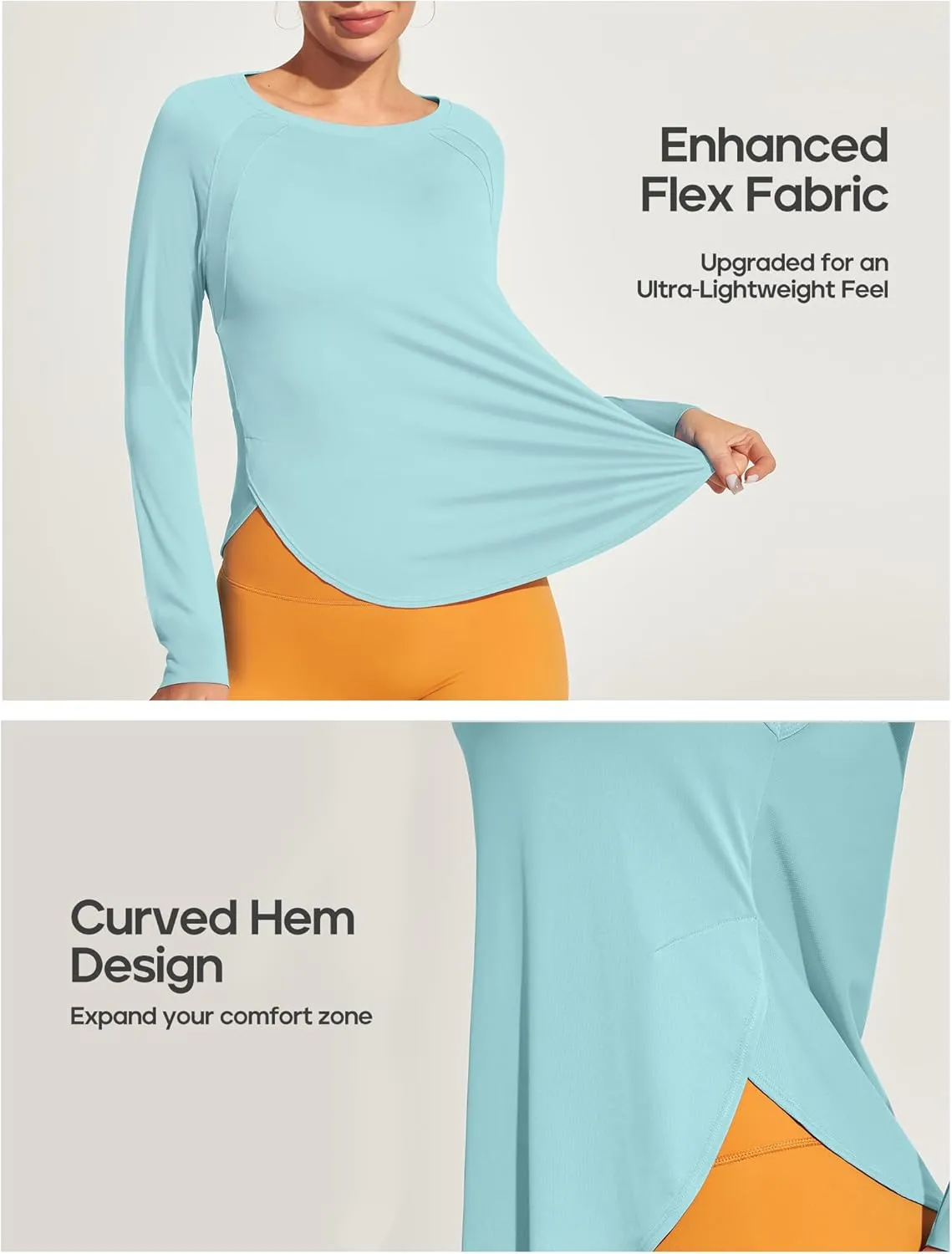 Heathyoga Long Sleeve Workout Tops for Women Sun Shirt UPF 50  SPF UV Protection Hiking Swim Shirts for Woman Rash Guard
