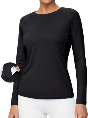 Heathyoga Rash Guard for Women UPF 50  SPF UV Protection Shirts for Women Long Sleeve Swim Shirts for Woman Sun Shirt