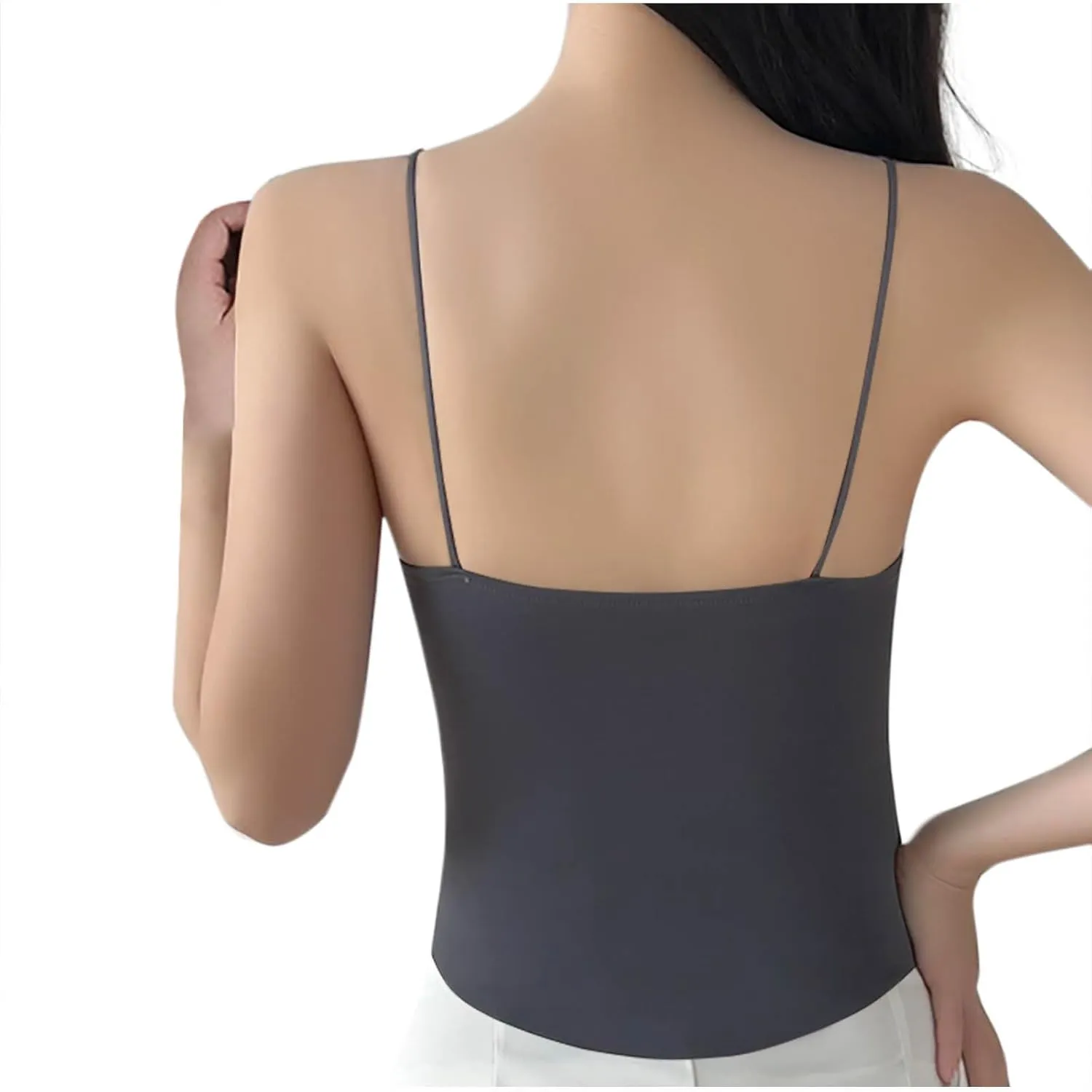 HGps8w Women's Built in Bra Camisole Sexy Spaghetti Strap Tank Tops Bandeau Workout Yoga Undershirts