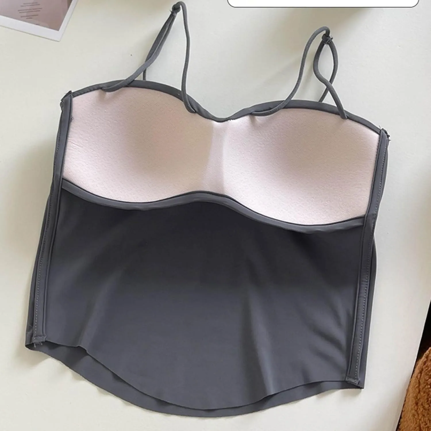 HGps8w Women's Built in Bra Camisole Sexy Spaghetti Strap Tank Tops Bandeau Workout Yoga Undershirts
