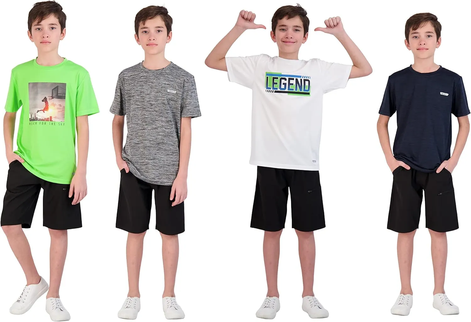 Hind Boys T-Shirts for Kids 4-Pack Tee Shirts for Boys Clothing Youth Quick-Dry Long and Short Sleeve T Shirts