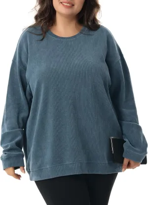 HOdo Women's Plus Size Sweatshirts Oversized Pullover Long Sleeve Tops Crew Neck Sweat Shirt Casual Loose Fitting 1X-5X