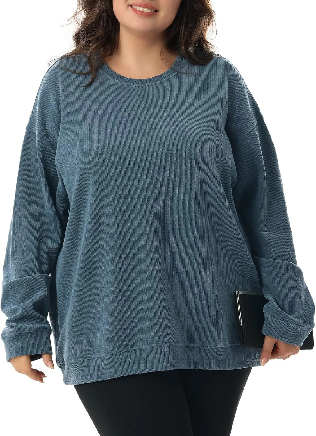 HOdo Women's Plus Size Sweatshirts Oversized Pullover Long Sleeve Tops Crew Neck Sweat Shirt Casual Loose Fitting 1X-5X