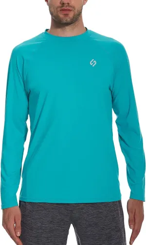 HODOSPORTS Men's Swim Shirts UV UPF 50  Quick Dry Rash Guard Long Sleeve with Sun Protection