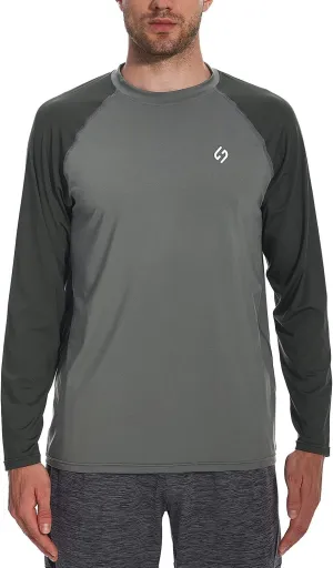 HODOSPORTS Men's Swim Shirts UV UPF 50  Quick Dry Rash Guard Long Sleeve with Sun Protection