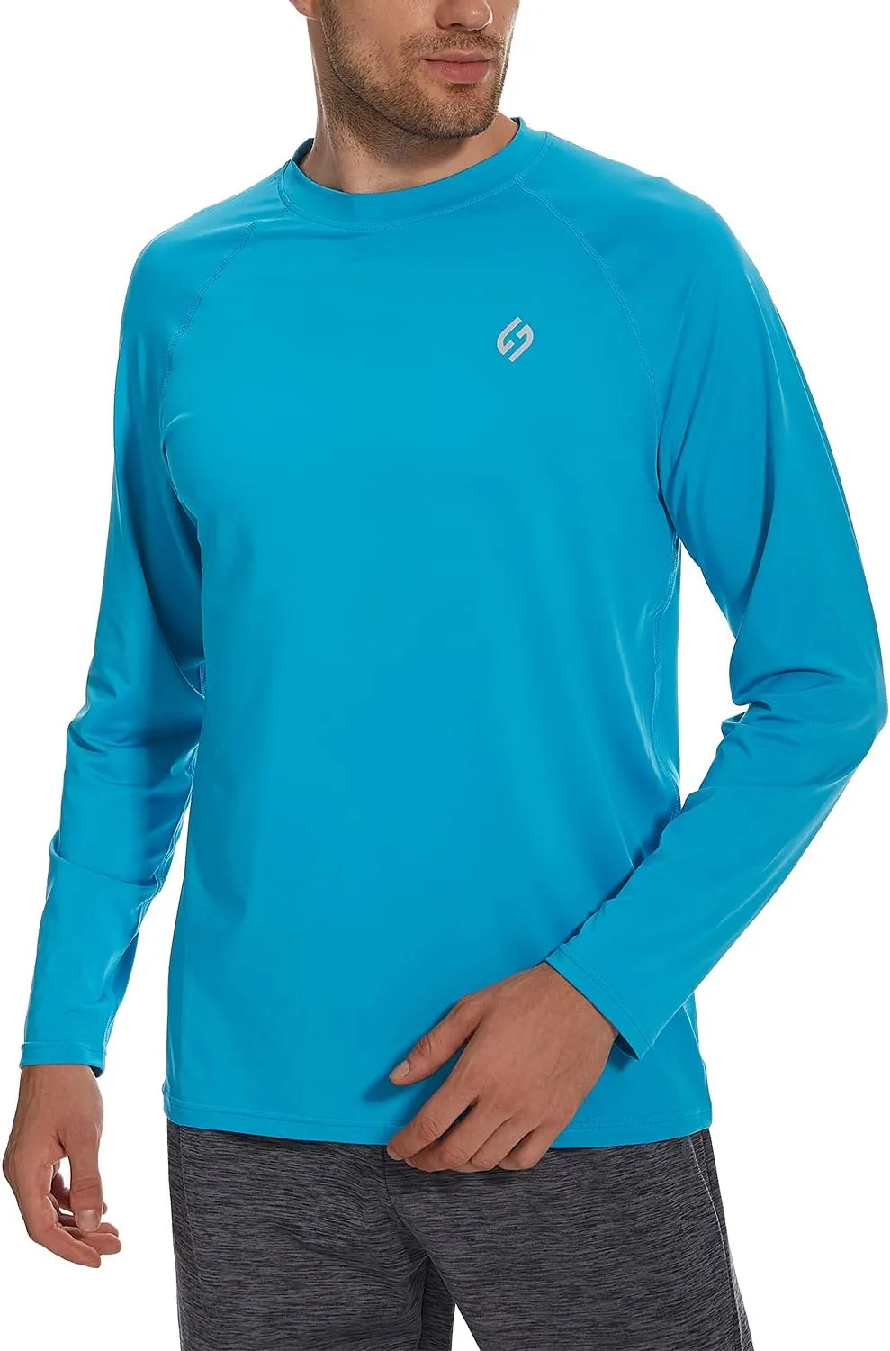 HODOSPORTS Men's Swim Shirts UV UPF 50  Quick Dry Rash Guard Long Sleeve with Sun Protection