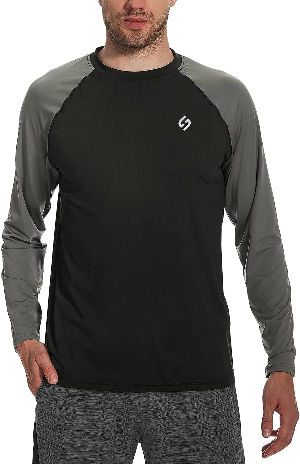 HODOSPORTS Men's Swim Shirts UV UPF 50  Quick Dry Rash Guard Long Sleeve with Sun Protection