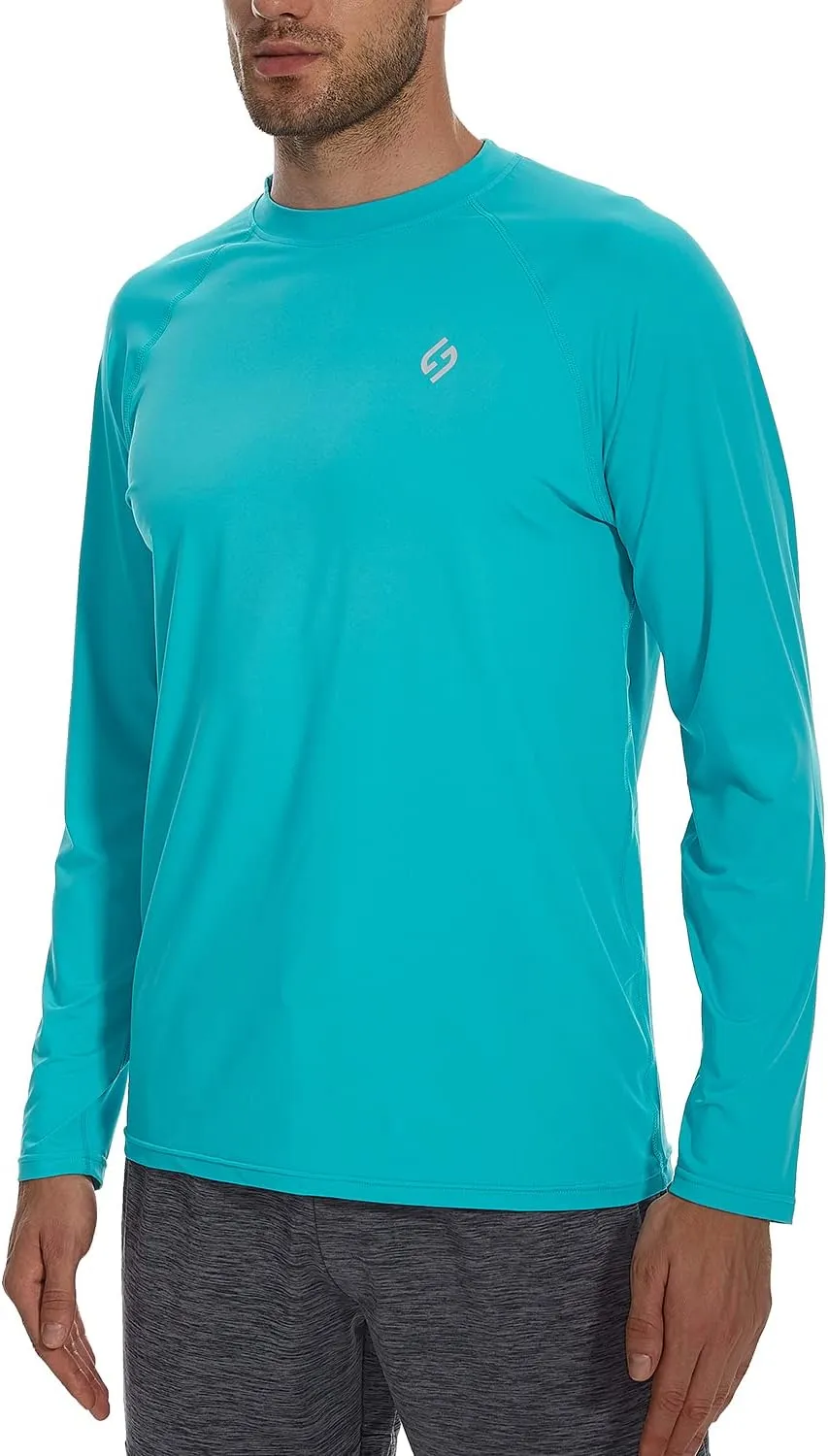 HODOSPORTS Men's Swim Shirts UV UPF 50  Quick Dry Rash Guard Long Sleeve with Sun Protection