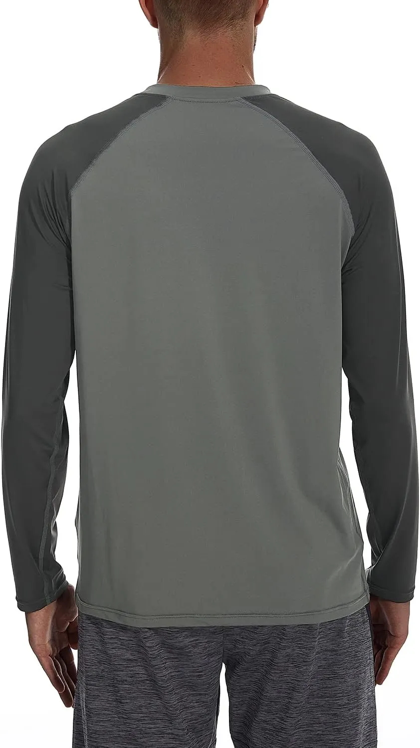HODOSPORTS Men's Swim Shirts UV UPF 50  Quick Dry Rash Guard Long Sleeve with Sun Protection