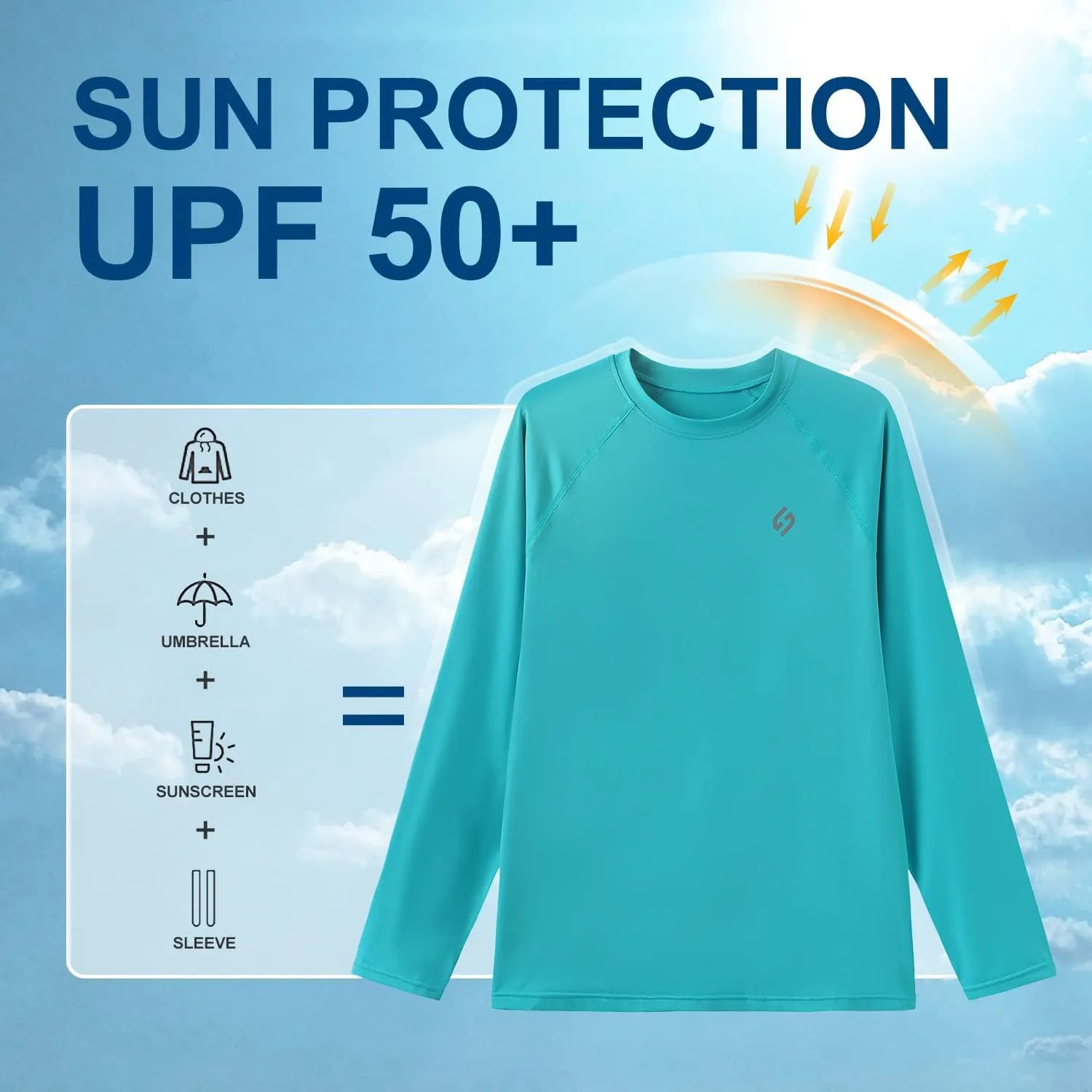 HODOSPORTS Men's Swim Shirts UV UPF 50  Quick Dry Rash Guard Long Sleeve with Sun Protection