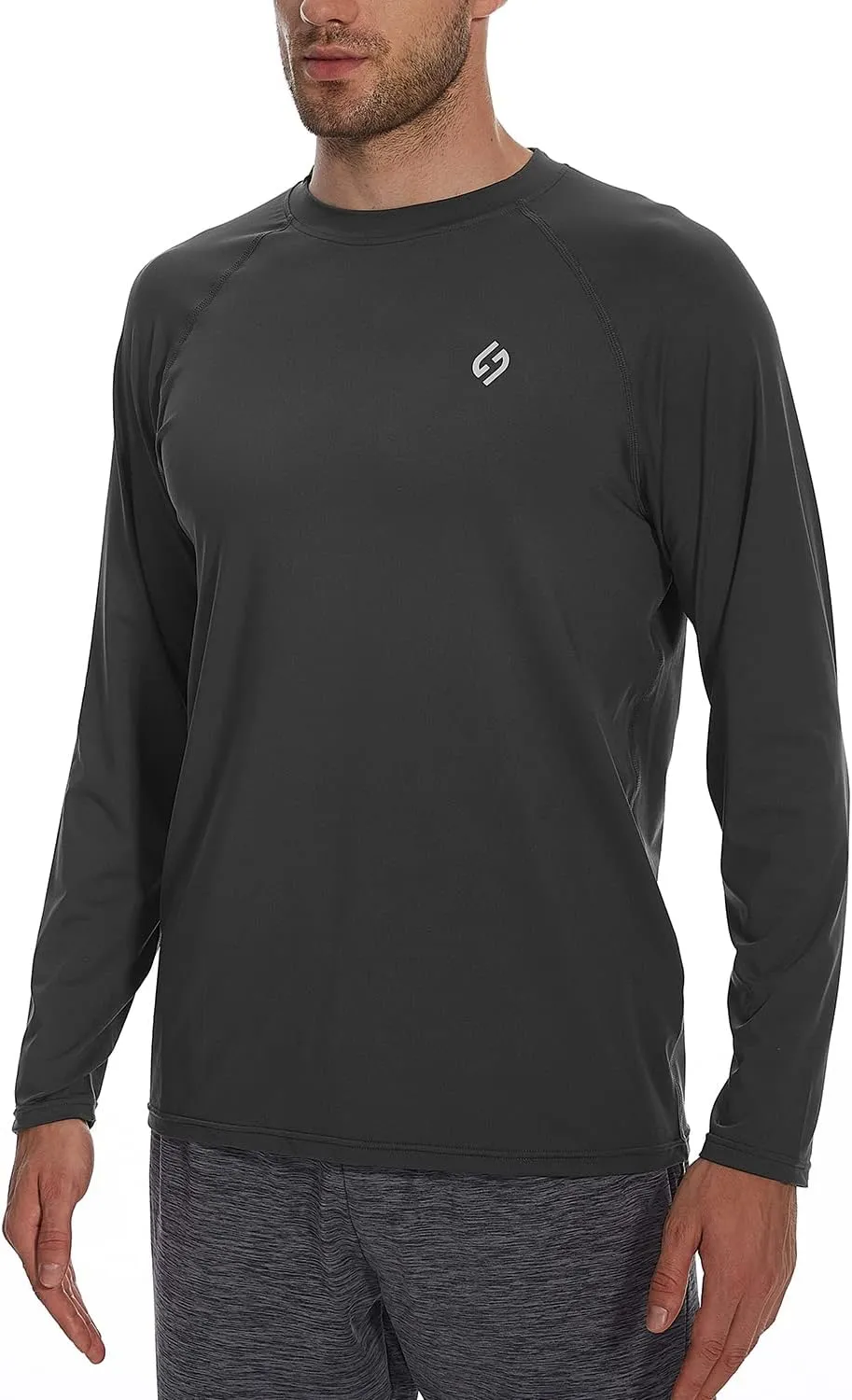 HODOSPORTS Men's Swim Shirts UV UPF 50  Quick Dry Rash Guard Long Sleeve with Sun Protection