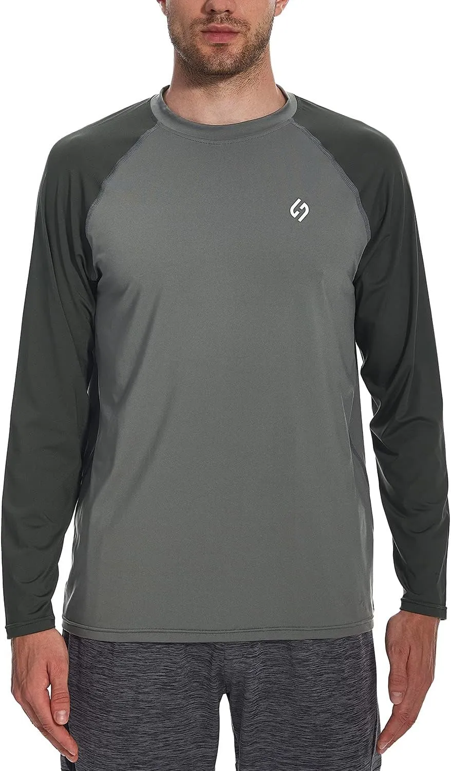 HODOSPORTS Men's Swim Shirts UV UPF 50  Quick Dry Rash Guard Long Sleeve with Sun Protection