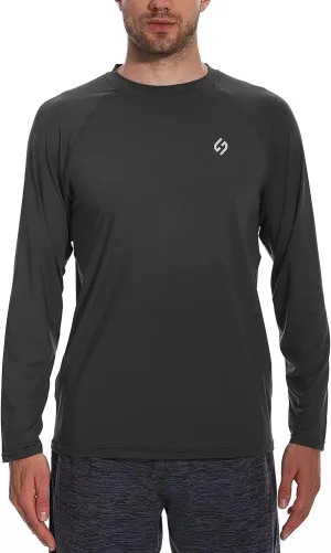 HODOSPORTS Men's Swim Shirts UV UPF 50  Quick Dry Rash Guard Long Sleeve with Sun Protection