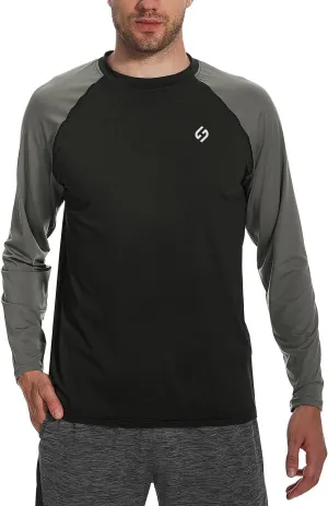 HODOSPORTS Men's Swim Shirts UV UPF 50  Quick Dry Rash Guard Long Sleeve with Sun Protection