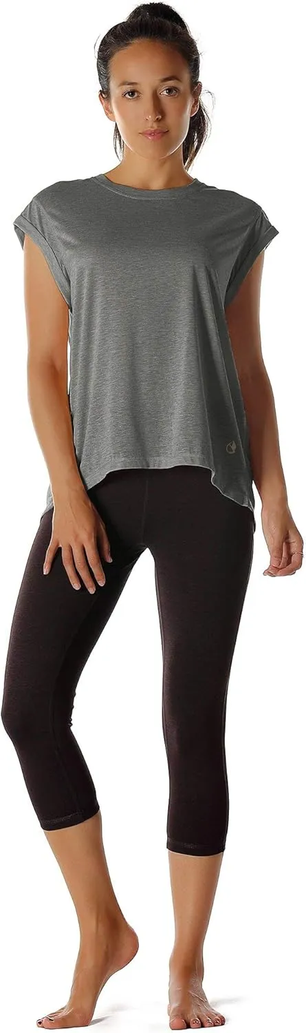 icyzone Open Back Workout Top Shirts - Yoga t-Shirts Activewear Exercise Tops for Women