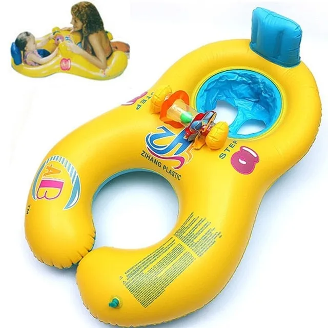 Inflatable Baby Pool Float Neck Ring With Subshade Mother Children Swim Circle