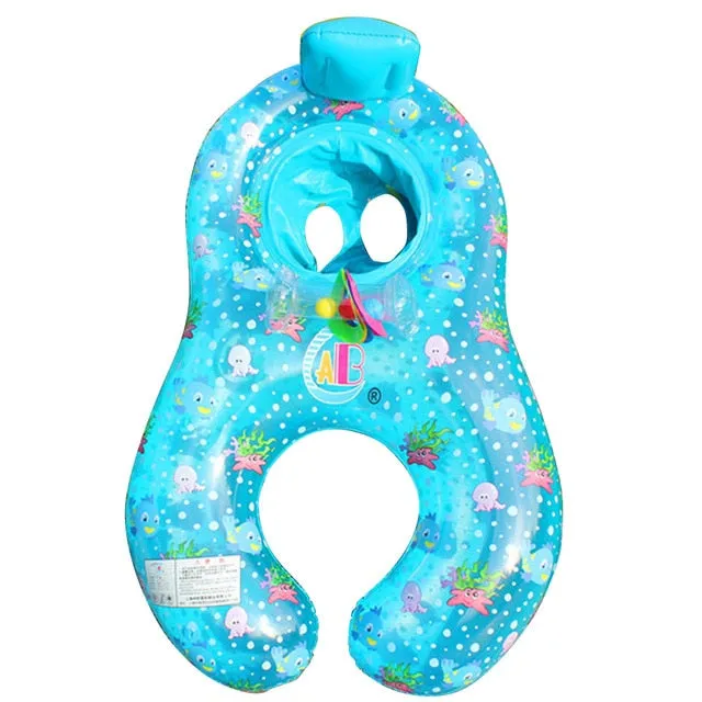 Inflatable Baby Pool Float Neck Ring With Subshade Mother Children Swim Circle
