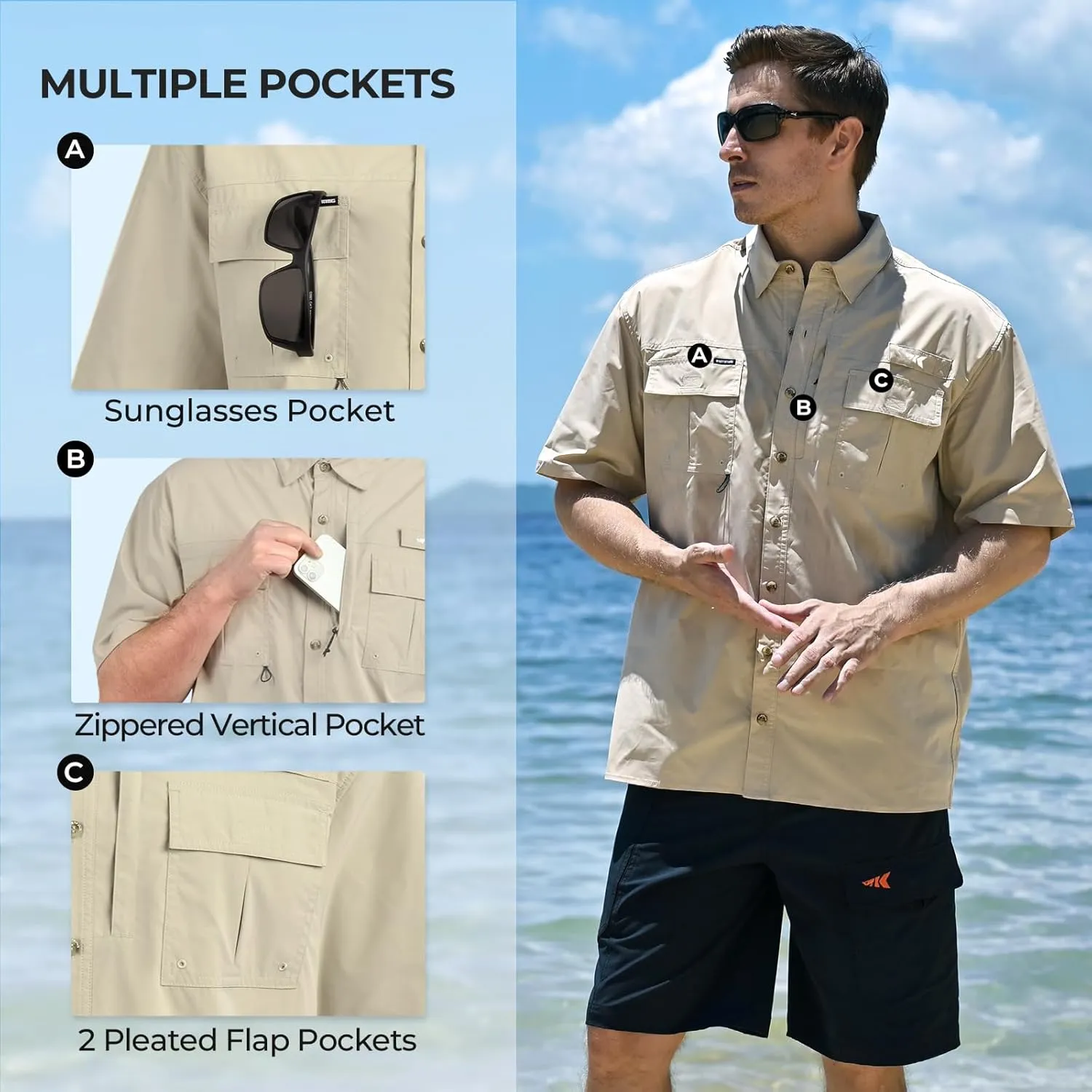 KastKing ReKon Men's Fishing Shirts, Well Made, Quick-Dry Short & Long Sleeve Hiking Beach Shirts, Sun Protection