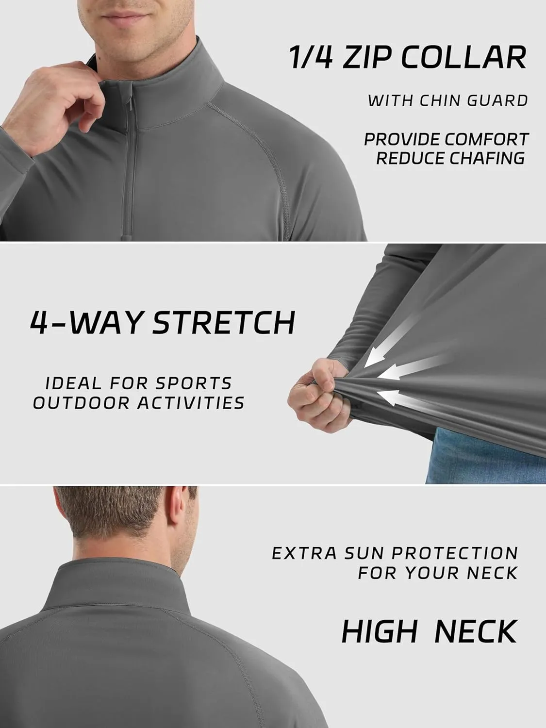 KEFITEVD Long Sleeve Shirts for Mens UPF 50  1/4 Zip Pullover Shirts Outdoor Cooling Athletic Shirt Swim Summer Rash Guard