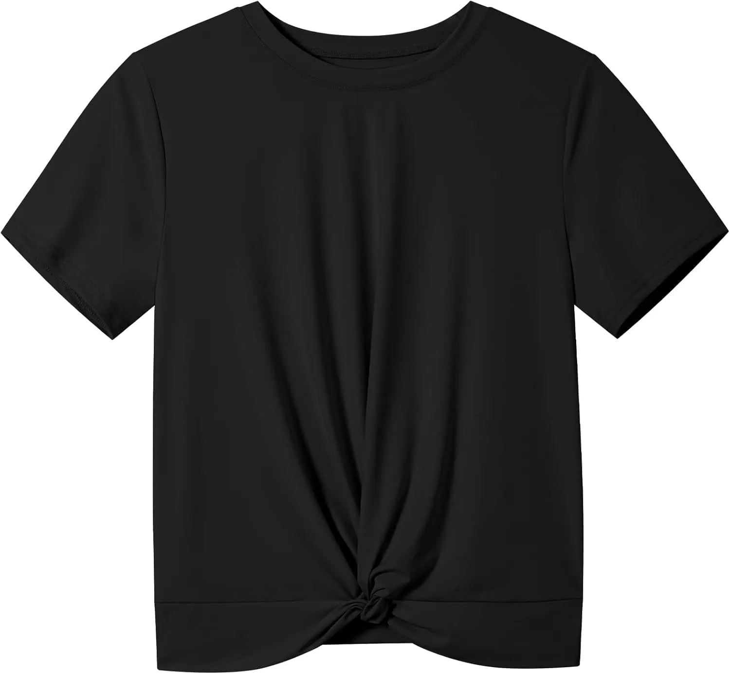 KEREDA Girls Athletic Shirts Tie Front Tops Summer Short Sleeve Quick Dry Active Tees T-Shirts for Kids Teens