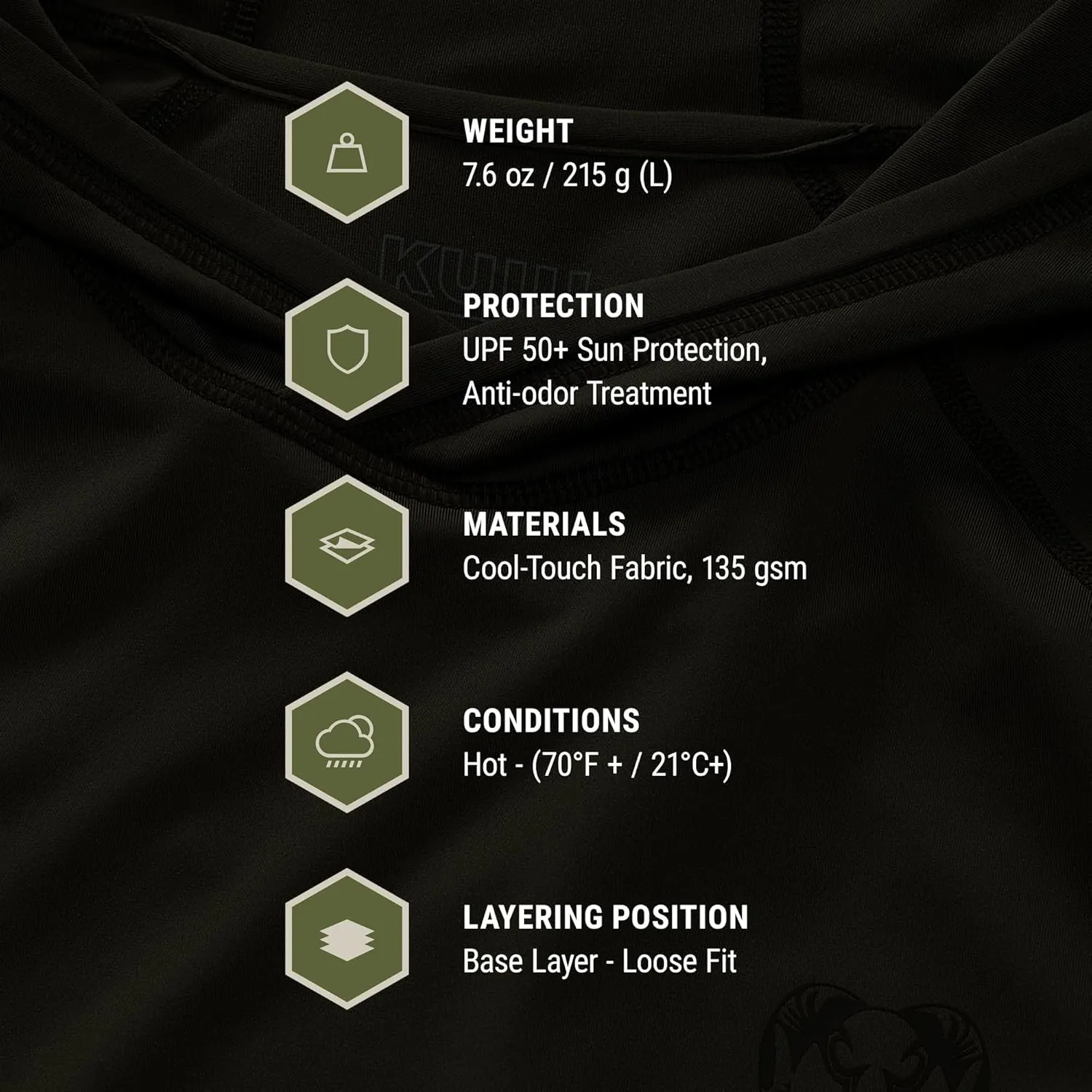 KUIU Gila LS Hoodie UPF 50  Cooling Shirt for Hunting & Outdoors Quick-Dry, Odor Resistant, Lightweight & Breathable