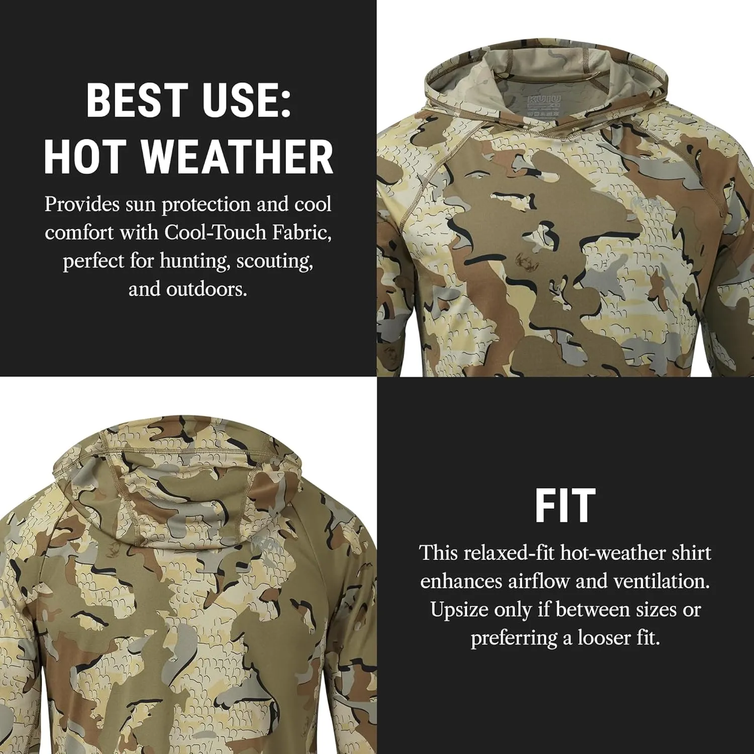 KUIU Gila LS Hoodie UPF 50  Cooling Shirt for Hunting & Outdoors Quick-Dry, Odor Resistant, Lightweight & Breathable