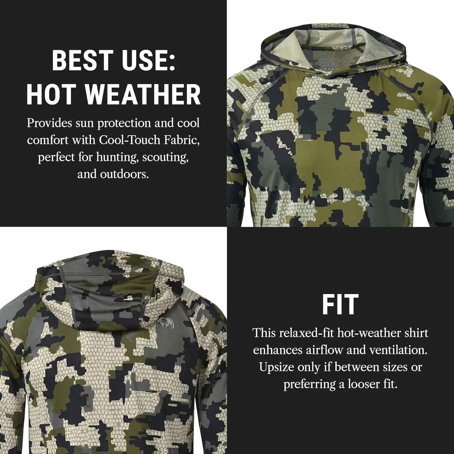 KUIU Gila LS Hoodie UPF 50  Cooling Shirt for Hunting & Outdoors Quick-Dry, Odor Resistant, Lightweight & Breathable