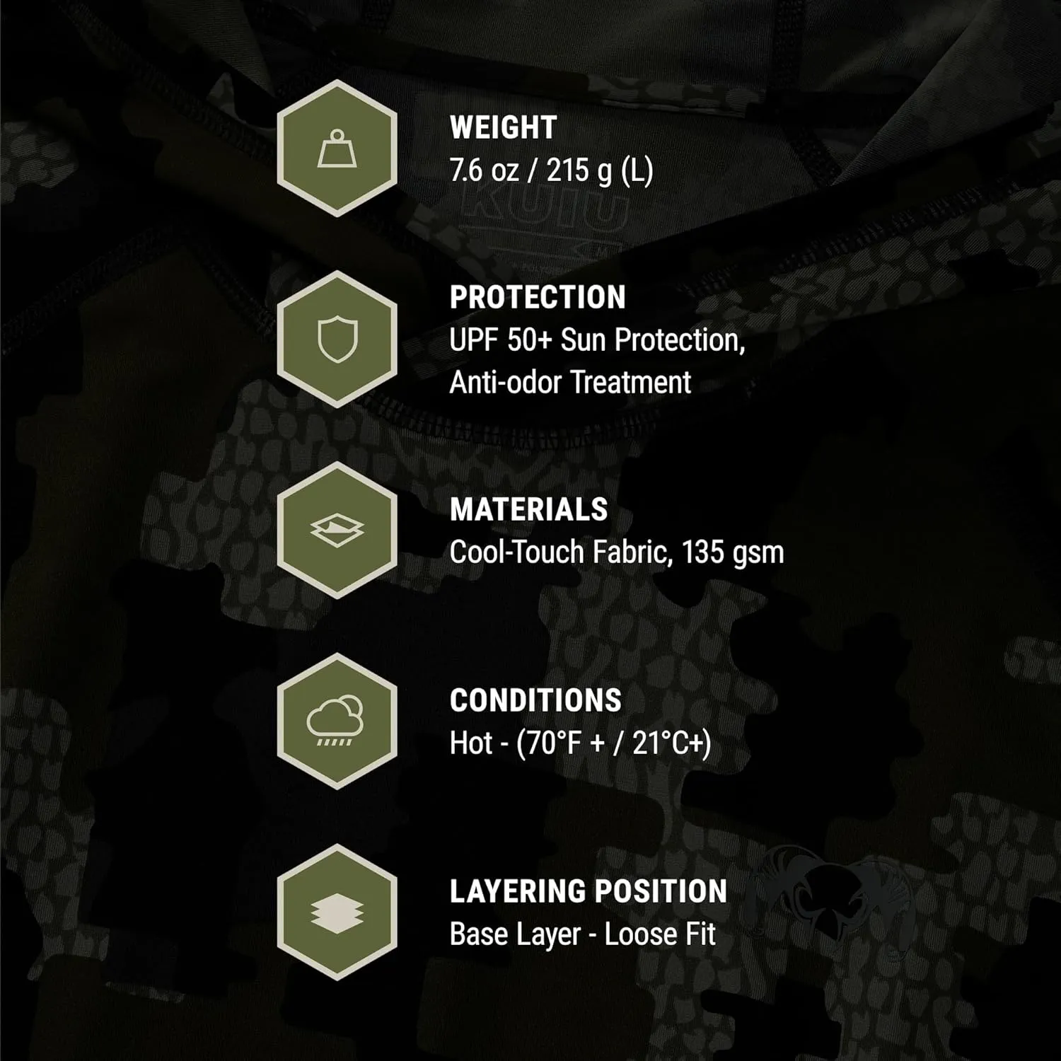 KUIU Gila LS Hoodie UPF 50  Cooling Shirt for Hunting & Outdoors Quick-Dry, Odor Resistant, Lightweight & Breathable