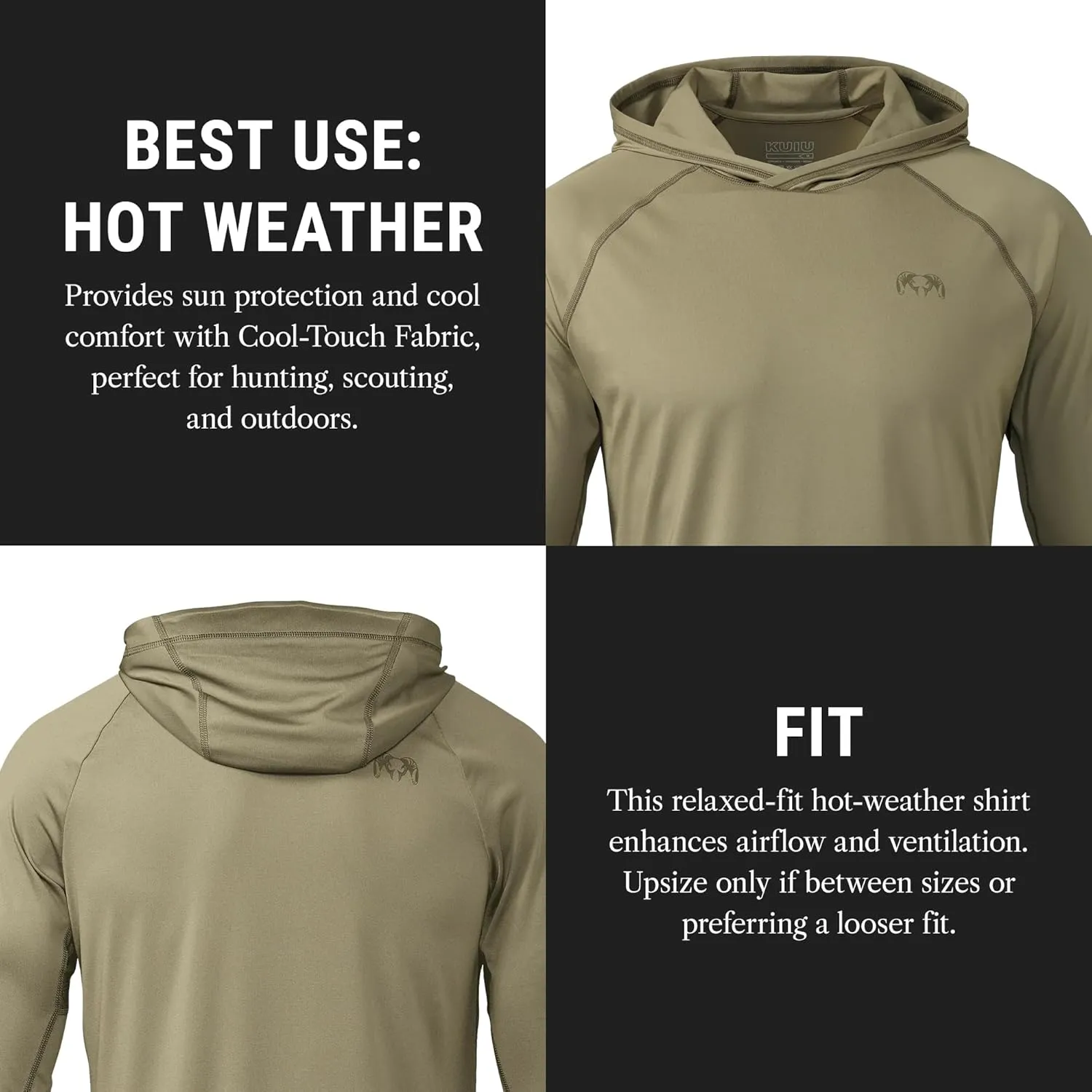 KUIU Gila LS Hoodie UPF 50  Cooling Shirt for Hunting & Outdoors Quick-Dry, Odor Resistant, Lightweight & Breathable