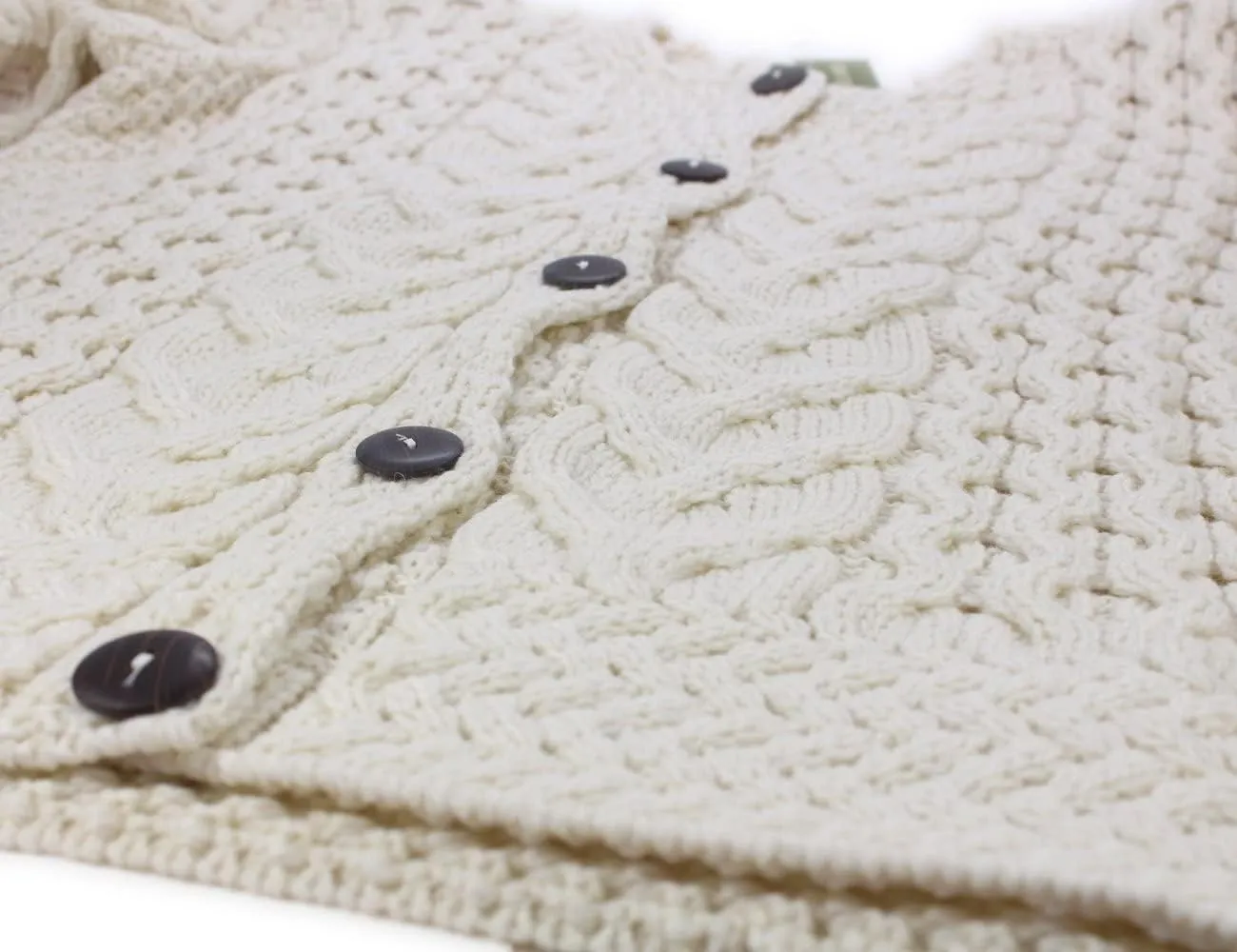 Ladies Irish Cable Knit Merino Wool Cardigan for Women Made in Ireland