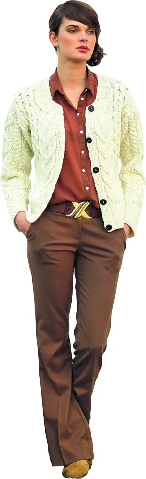 Ladies Irish Cable Knit Merino Wool Cardigan for Women Made in Ireland