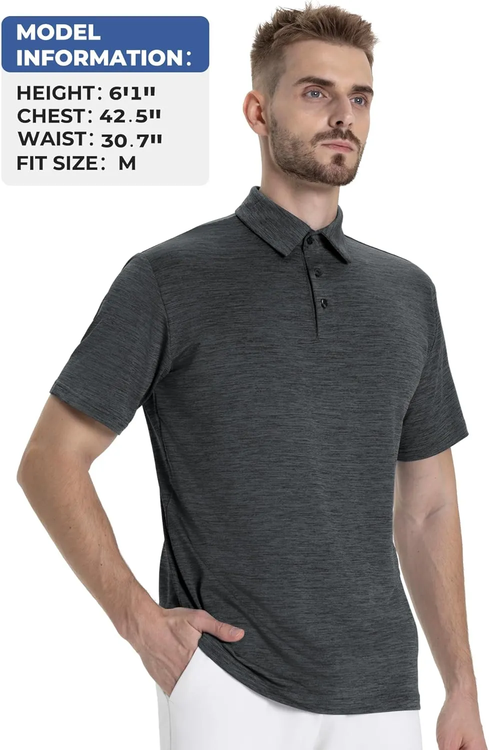 LalaHooK Polo Shirts for Men - Short Sleeve Quick Dry Moisture Wicking Black Golf T Shirts for Work Casual Athletic