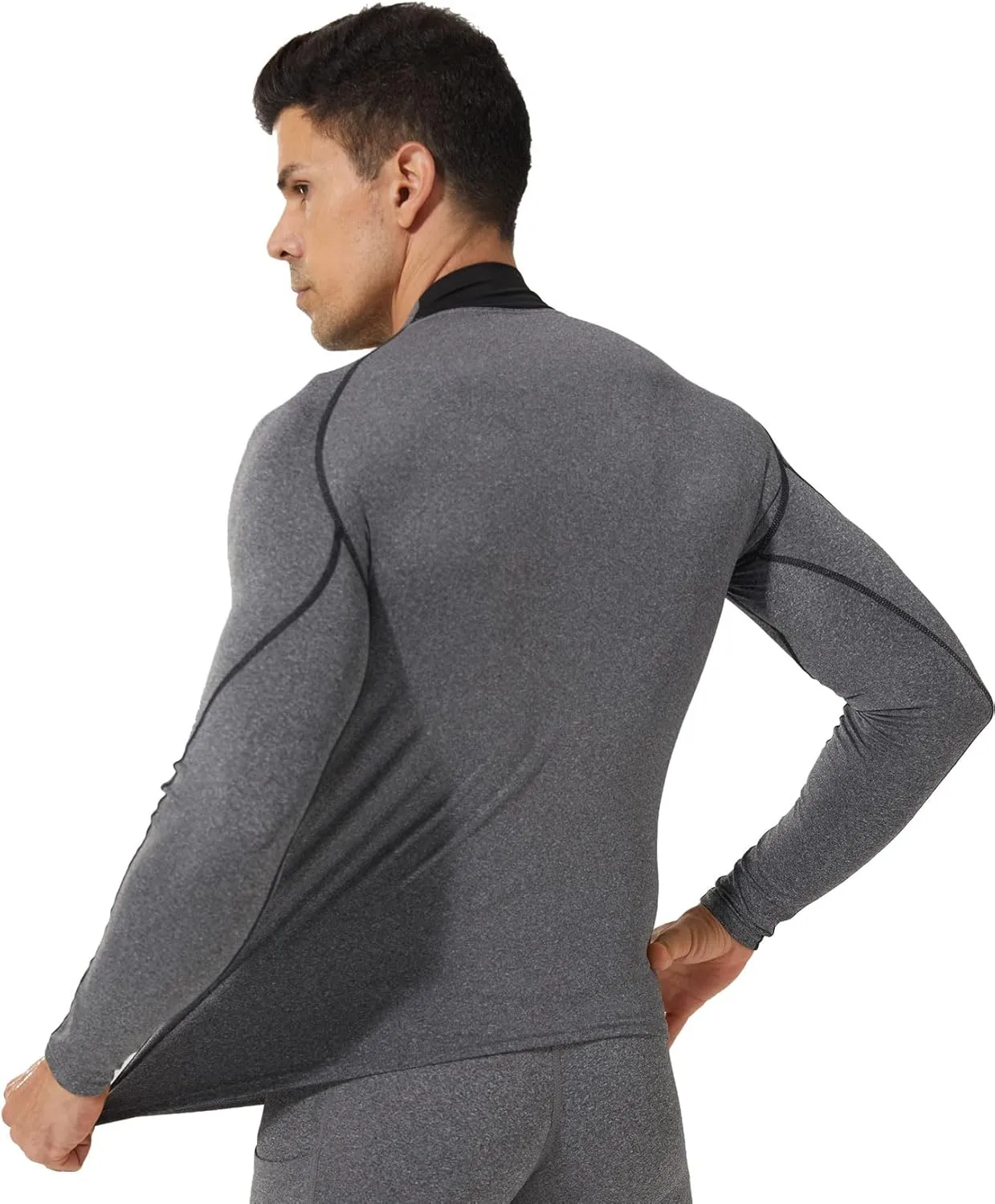 LANBAOSI 3 Pack Mens Mock Turtleneck Compression Shirts Long Sleeve Sun Protection Shirts Cooling Workout Gym Tops Undershirt
