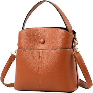 Large Leather Satchel Crossbody Bag for Women - Fashionable Black Bucket Purse and Handbag