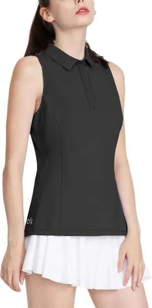 LastFor1 Women's Golf Shirts Sleeveless Polo Tennis Tops Quick Dry Lightweight UPF 50  Athletic Shirts 5-Button