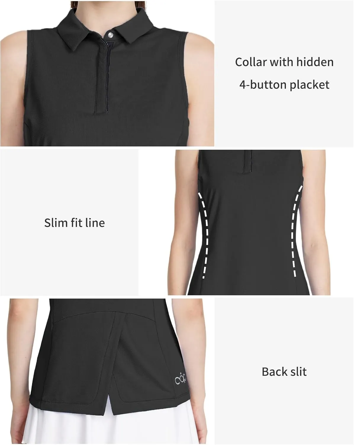 LastFor1 Women's Golf Shirts Sleeveless Polo Tennis Tops Quick Dry Lightweight UPF 50  Athletic Shirts 5-Button