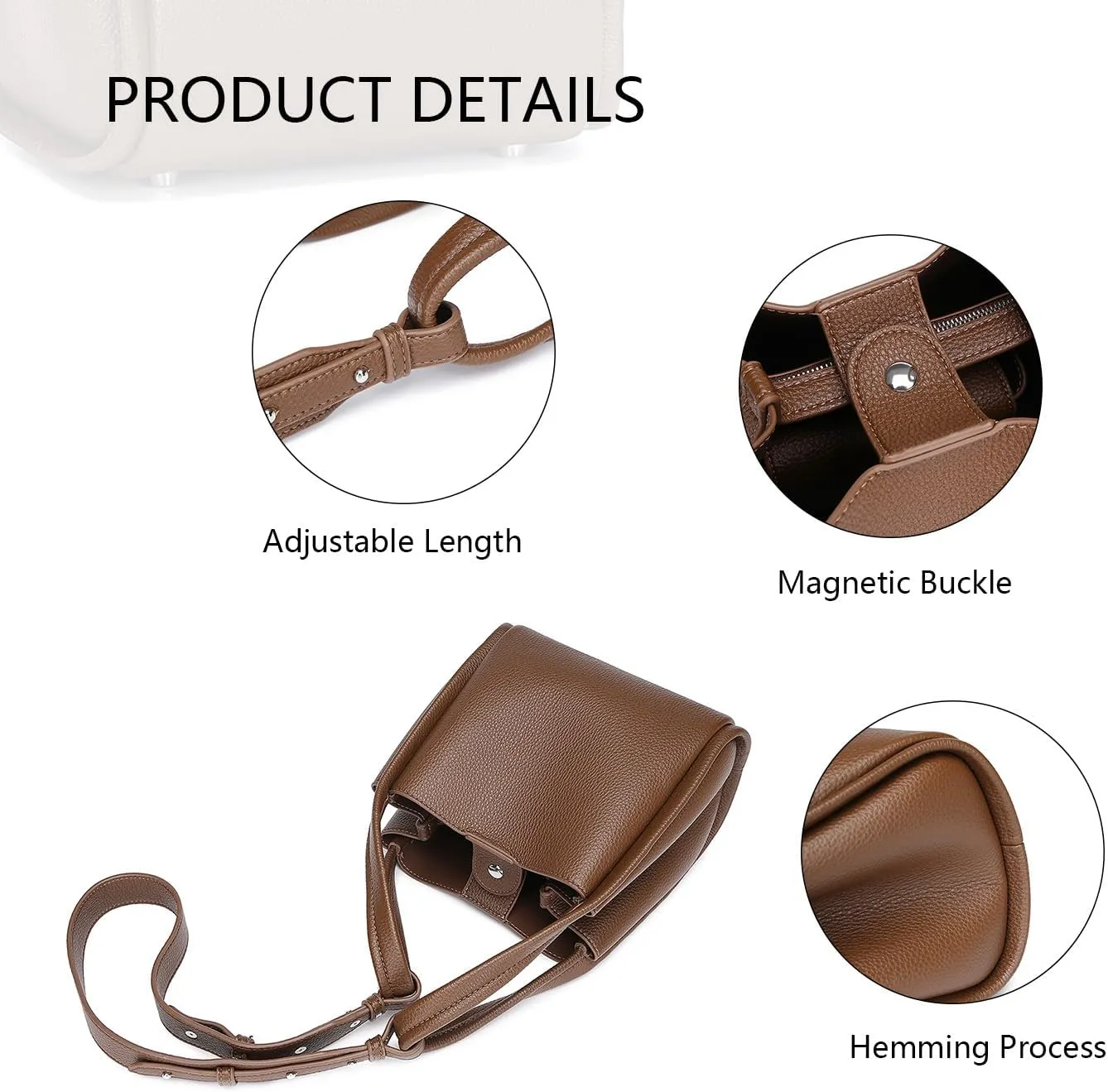 Leather Tote Bag Slouchy Handbag with Zipper Stylish for Women's