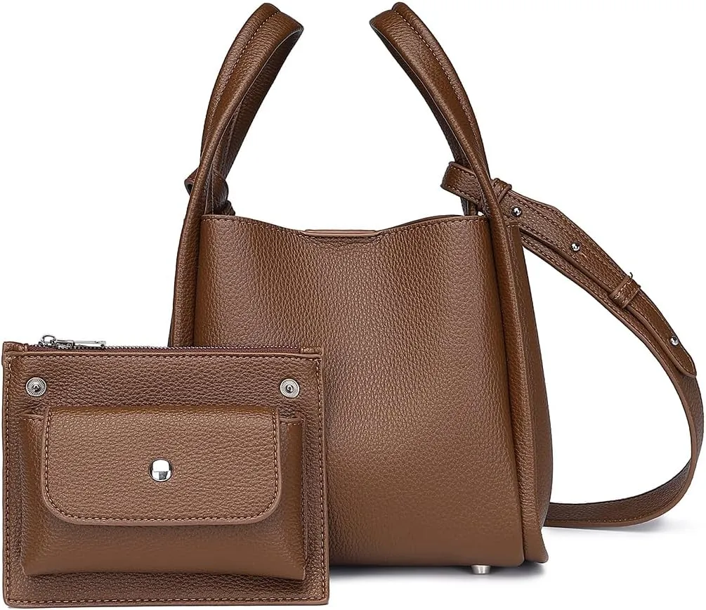 Leather Tote Bag Slouchy Handbag with Zipper Stylish for Women's