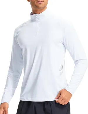 Libin Men's Running Shirts Quarter Zip Pullover Long Sleeve Quick Dry Athletic Workout Shirt Lightweight Sun Hiking Shirt
