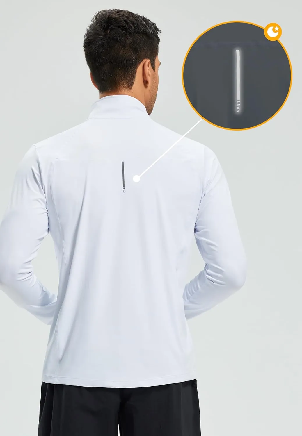 Libin Men's Running Shirts Quarter Zip Pullover Long Sleeve Quick Dry Athletic Workout Shirt Lightweight Sun Hiking Shirt