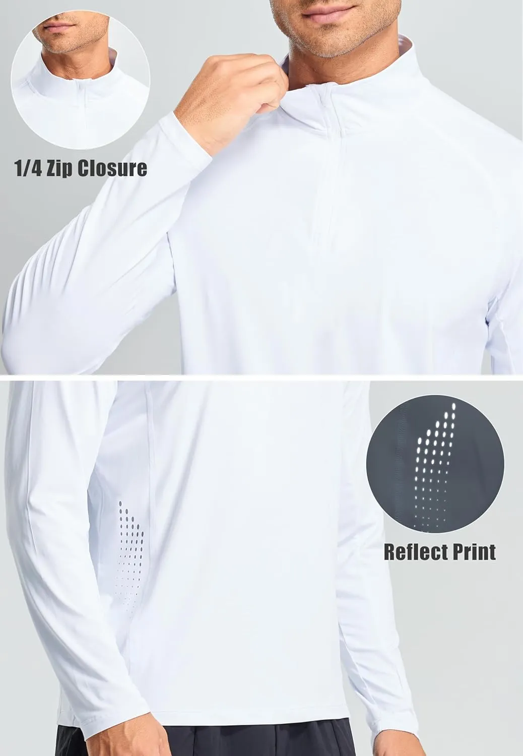 Libin Men's Running Shirts Quarter Zip Pullover Long Sleeve Quick Dry Athletic Workout Shirt Lightweight Sun Hiking Shirt