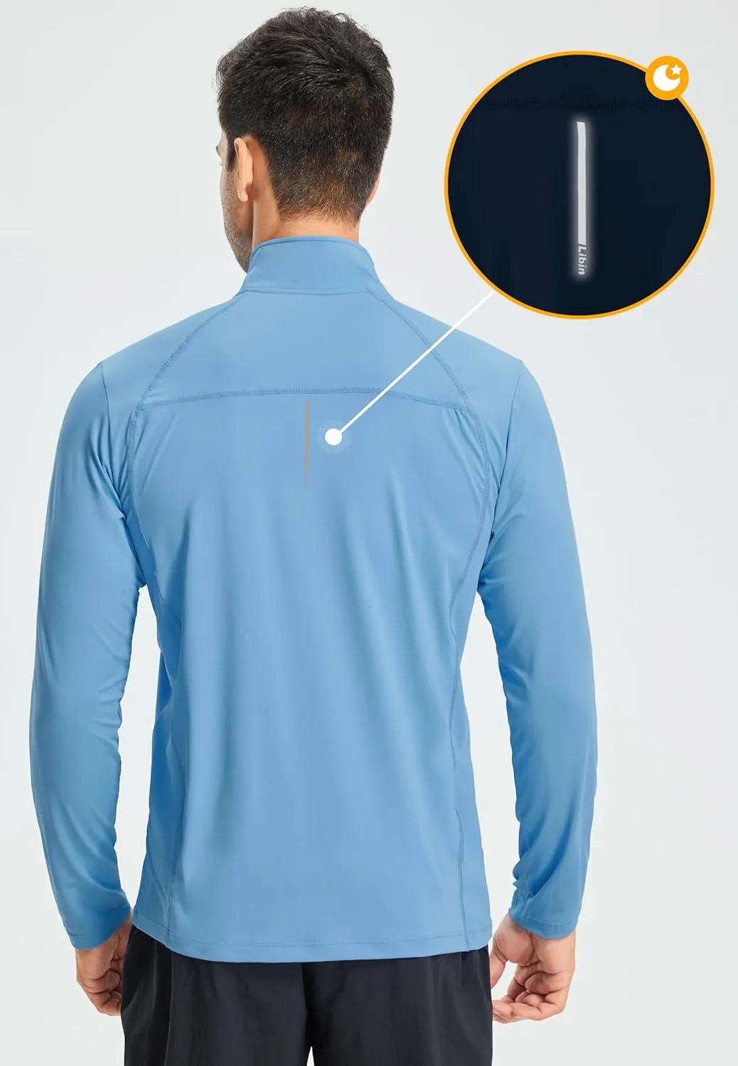 Libin Men's Running Shirts Quarter Zip Pullover Long Sleeve Quick Dry Athletic Workout Shirt Lightweight Sun Hiking Shirt