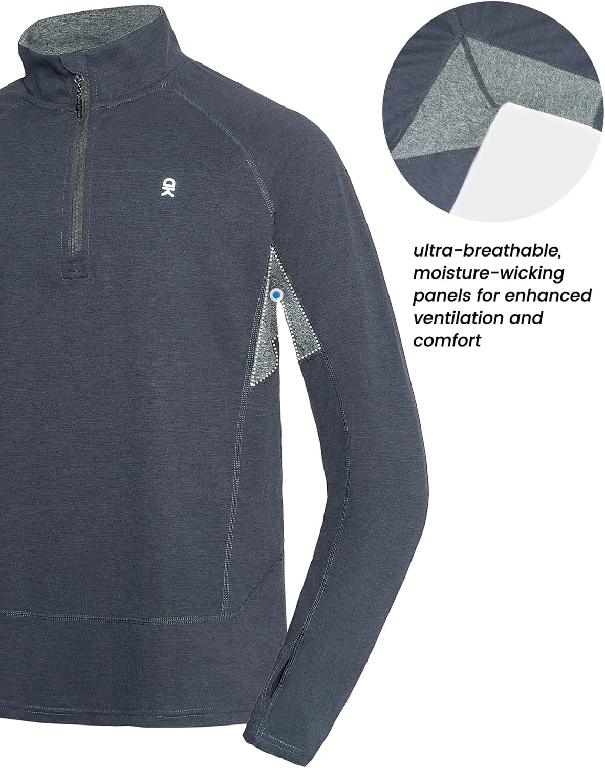 Little Donkey Andy Men's Lightweight Quarter Zip Pullover,UPF 50  Long Sleeve Athletic Shirts for Outdoor Running Golf