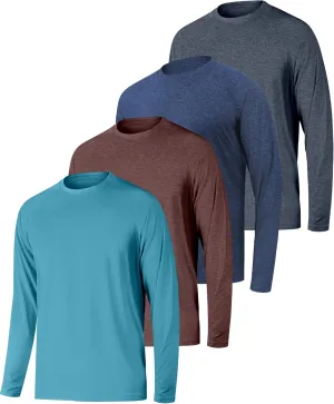Long Sleeve Shirts for Men 4 Pack Workout T Shirt UPF 50  Rash Guard Quick Dry Fit Fishing Athletic Tshirt