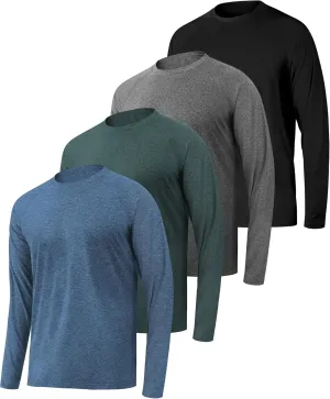 Long Sleeve Shirts for Men 4 Pack Workout T Shirt UPF 50  Rash Guard Quick Dry Fit Fishing Athletic Tshirt
