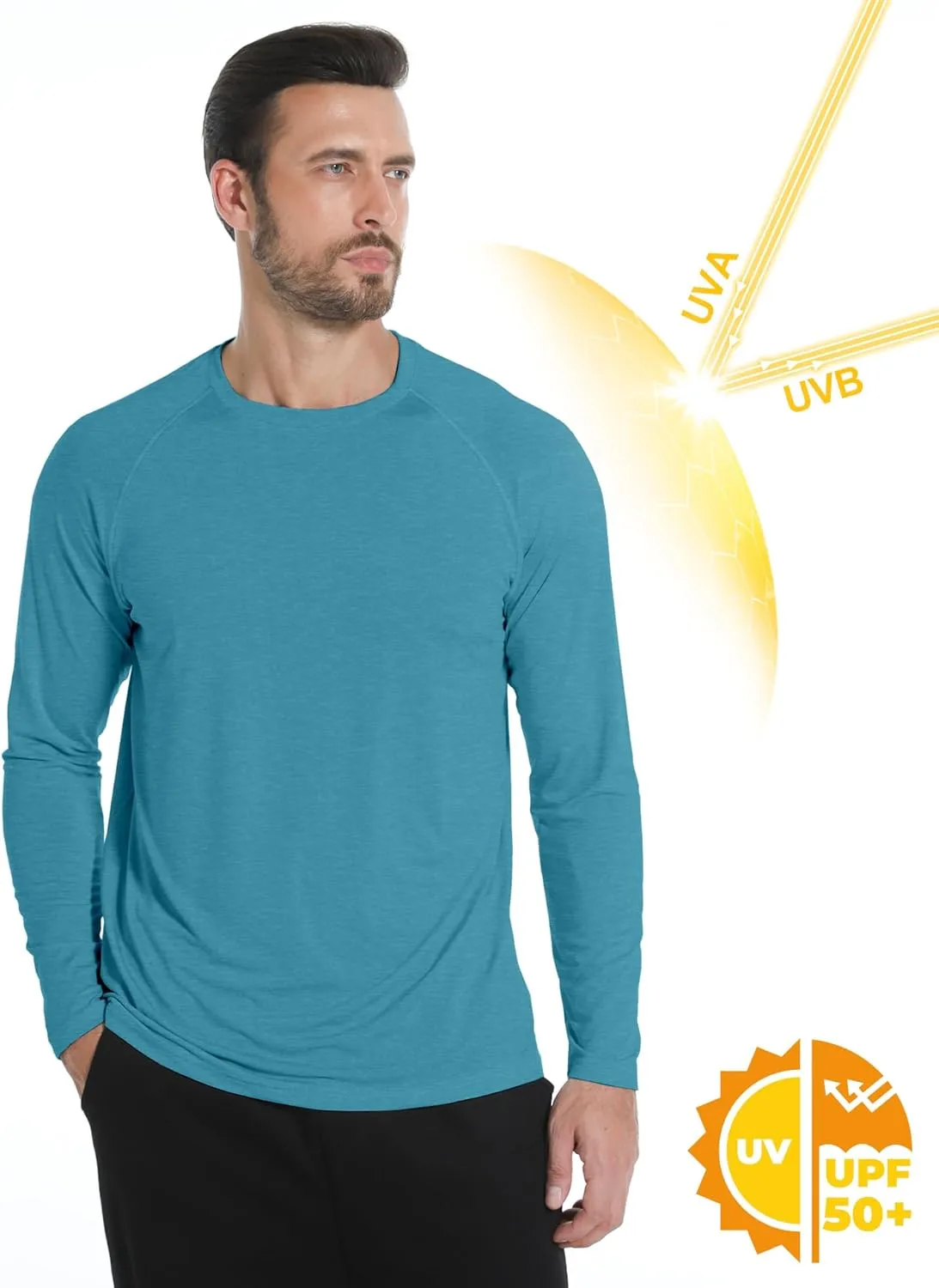 Long Sleeve Shirts for Men 4 Pack Workout T Shirt UPF 50  Rash Guard Quick Dry Fit Fishing Athletic Tshirt