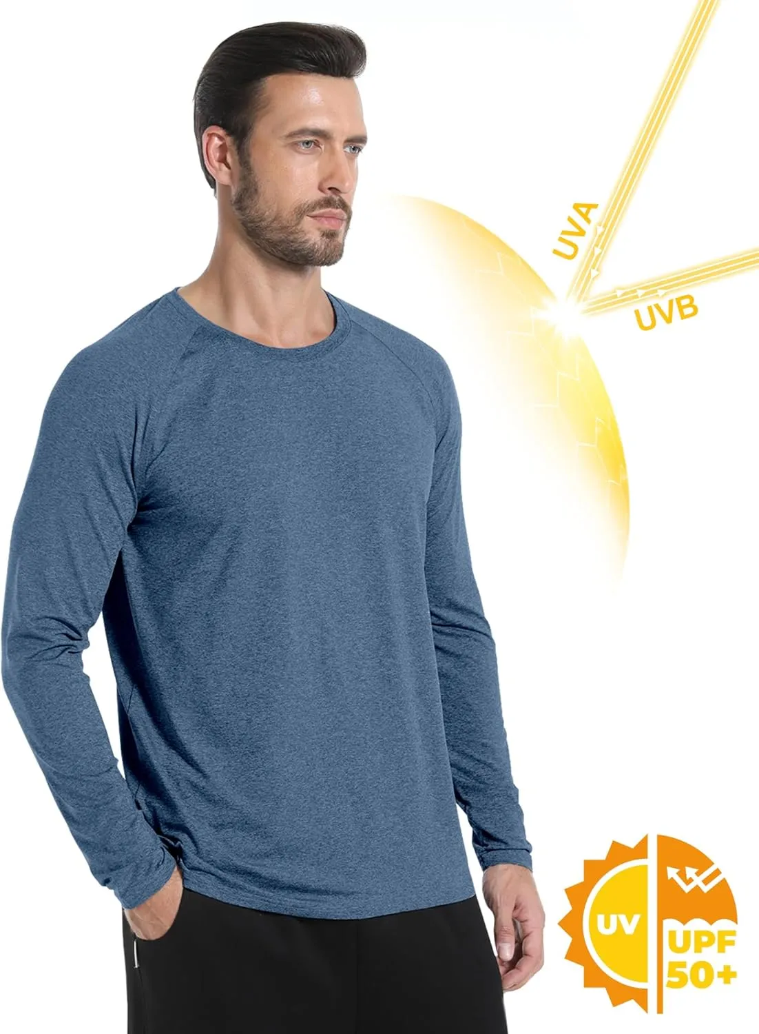 Long Sleeve Shirts for Men 4 Pack Workout T Shirt UPF 50  Rash Guard Quick Dry Fit Fishing Athletic Tshirt