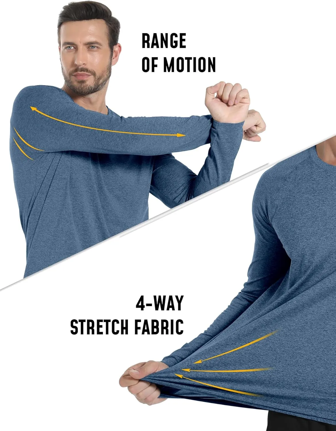 Long Sleeve Shirts for Men 4 Pack Workout T Shirt UPF 50  Rash Guard Quick Dry Fit Fishing Athletic Tshirt